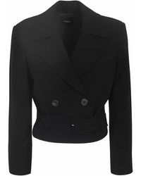 Theory - Double-Breast Crop Belted Blazer - Lyst