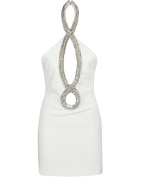 retroféte - Halter Neck Embellished Off-Shoulder Short Dress - Lyst