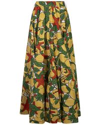 ALESSANDRO ENRIQUEZ - Long Flared Skirt With Lemons Print - Lyst