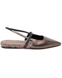 Brunello Cucinelli - Leather Pointed Toe Slingback Shoe - Lyst