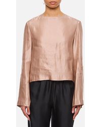 Loulou de Saison - Silk And Linen Round Neck Blouse - Lyst