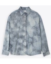Laneus - Denim Strass Shirt Light Denim Shirt With Crystals - Lyst