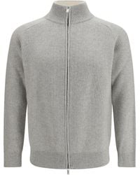 Lardini - Wool And Cashmere Zip Sweater - Lyst