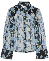 ROTATE BIRGER CHRISTENSEN - Mesh Shirt With Floral Embroidery - Lyst