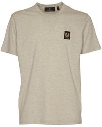 Belstaff - Logo Patched Round Neck Plain T-Shirt - Lyst