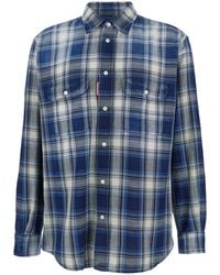 DSquared² - Shirt With Classic Collar And All-Over Check Motif - Lyst
