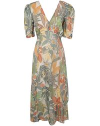 Twin Set - Jungle Print V-Neck Popeline Dress - Lyst