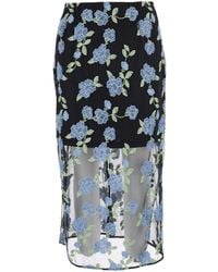 ROTATE BIRGER CHRISTENSEN - Pencil Skirt With Mesh Panels And All-Over Floral Motif - Lyst