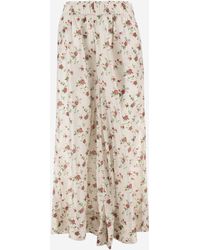Péro - Silk Pants With Floral Pattern - Lyst