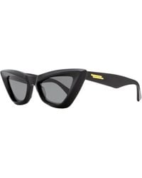 Bottega Veneta - Cateye Sunglasses Bv1101s Black/gold 53mm - Lyst