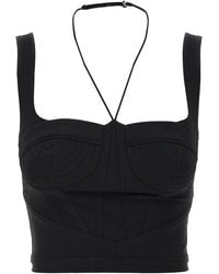 Nensi Dojaka - Shaped Bustier Top With Intricate Neck Lacing - Lyst