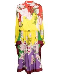 Valentino - Pleated Floral-Print Midi Dress - Lyst