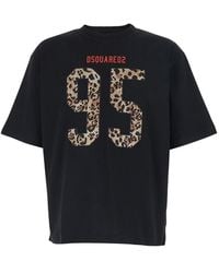 DSquared² - Crewneck T-Shirt With Maxi Logo On The Front - Lyst