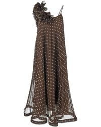 P.A.R.O.S.H. - P.A.R.O..H. Long Dress With Thin Straps And All Over Polka Dot Motif - Lyst