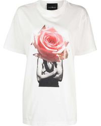 John Richmond - Cottont-shirt With "rose" Decorative Print - Lyst