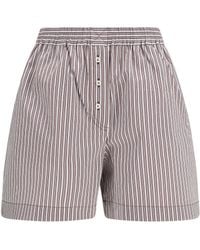 Brunello Cucinelli - Striped Silk Shorts - Lyst