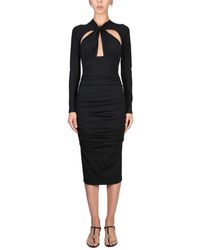 Dolce & Gabbana - Longuette Dress With Cut-out - Lyst