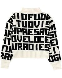 MSGM - Lettered Sweater Virgin Wool Acrylic Jumpers - Lyst