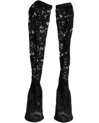 Dolce & Gabbana - Black Pumps Taormina Lace Socks Boots Shoes - Lyst