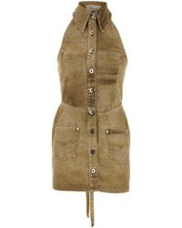 Blumarine - Printed Denim Mini Dress - Lyst