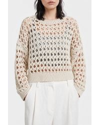 Brunello Cucinelli - Openwork Knit Sweater - Lyst