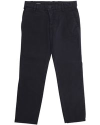 Emporio Armani - Trousers With Belt Loops And Logo Plate Cotton - Lyst