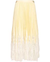 Self-Portrait - Satin Lace Midi Skirt - Lyst