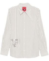 Kidsuper - Embroidered Face Striped Cotton Shirt - Lyst