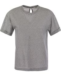 Peserico - Lightweight Striped Jersey T-Shirt And Punto Luce - Lyst