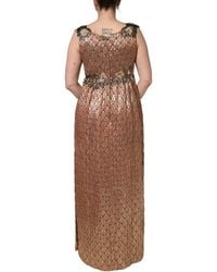 Dolce & Gabbana - Metallic Crystal Evening Gown Dress - Lyst