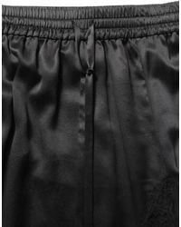 Dolce & Gabbana - Black Lace Trimmed Satin Side Slit Skirt - Lyst