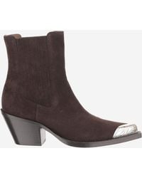 Paris Texas - Pointed-Toe Suede Ankle Boots With Metallic Detailing - Lyst