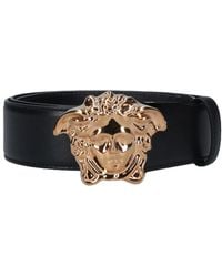 Versace - Leather Belt With Medusa Buckle - Lyst