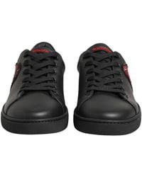 Dolce & Gabbana - Leather Crystal Heart Low Top Sneakers Shoes Calf - Lyst