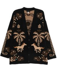 Alanui - Palm-Intarsia Knitted Cardigan - Lyst