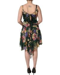 Dolce & Gabbana - Floral Print Sleeveless Mini Dress Silk - Lyst