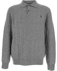 Polo Ralph Lauren - Sweater With Polo Shirt Style Collar And Pony Embroidery On The Front - Lyst