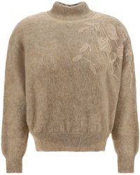 Brunello Cucinelli - Warm Wool Mohair Blend Embellished Sweater Clothing - Lyst