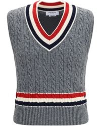 Thom Browne - Cable-Knit Cricket V-Neck Vest - Lyst