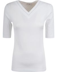 Peserico - V-Neck Short-Sleeved T-Shirt - Lyst