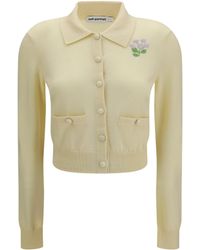 Self-Portrait - Floral Embroidered Knit Cardigan Wool Ovis Aries - Lyst