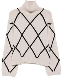 Allude - Argyle-Pattern Roll-Neck Sweater - Lyst
