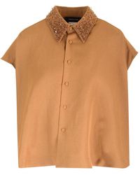 Fabiana Filippi - Embellished Collar Cropped Shirt - Lyst