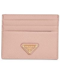 Prada - Powder Saffiano Leather Card Holder - Lyst
