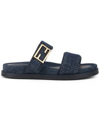 Fendi - Slippers Feel Denim Cotton Sandal - Lyst