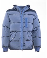 Stone Island - Down Jacket With Logo On The Sleeve - Lyst