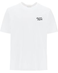 Maison Kitsuné - T Shirt With Logo Lettering - Lyst