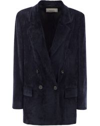 Peserico - Velvet Double-Breasted Blazer - Lyst