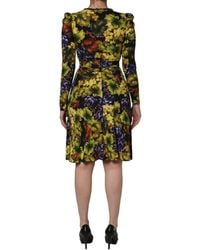 Dolce & Gabbana - Multicolor Grape Print Longsleeve Midi Dress - Lyst