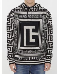 Balmain Mini Monogram Retro Hoodie in Brown - ShopStyle